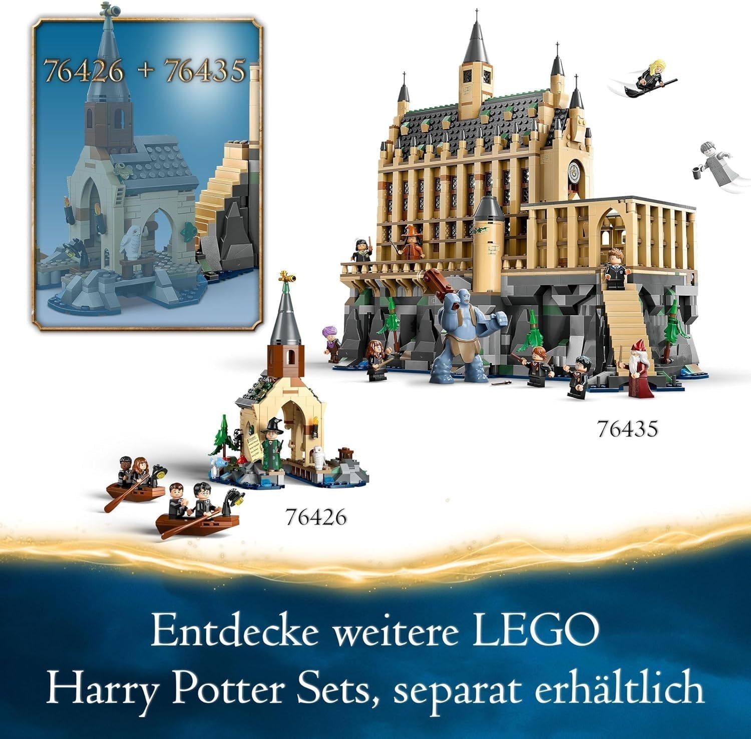 LEGO Harry Potter Zamek Hogwart: Wielka Sala, zabawka kolekcjonerska z 11 minifigurkami, w tym Hermioną Granger, magiczny prezent dla chłopców i dziewcząt 76435 Zestawy do budowania Besuche den LEGO-Store