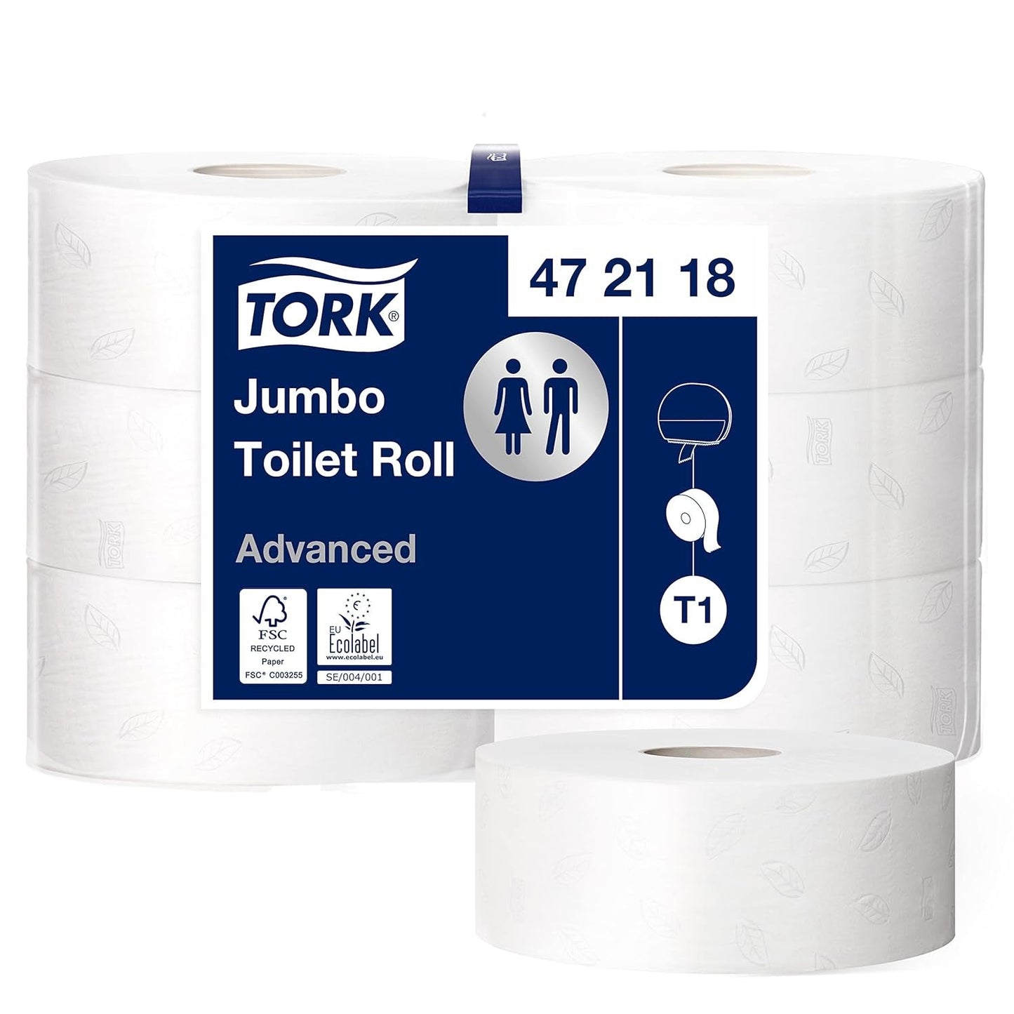 Papier toaletowy Tork Jumbo White T1, Advanced, 2 warstwy, 6 × 380 M, 472118