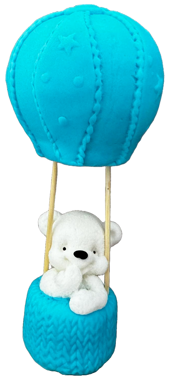 Jadalna dekoracja cukrowa, Miś w balonie. Dekoracje ze sklepu Sugar Paste Naty