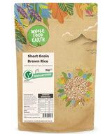 Wholefood Earth krótkoziarnisty ryż brązowy - bez GMO - naturalny - wegański - bez nabiału - bez dodatku cukru, 3 kg