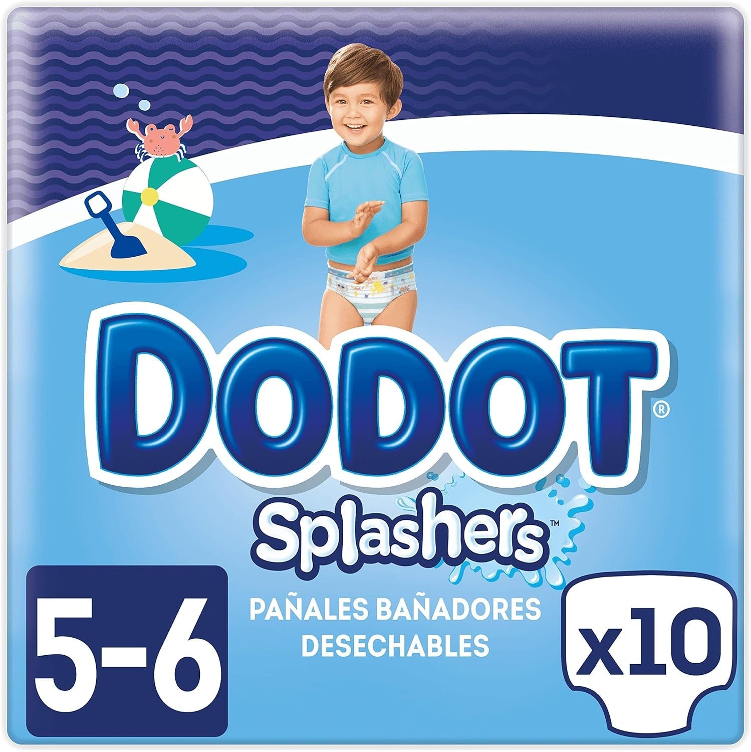 Splashers Pieluchy kąpielowe, 10 sztuk, od 14 kg, nadmuchiwane i łatwe do usunięcia, rozmiar 5