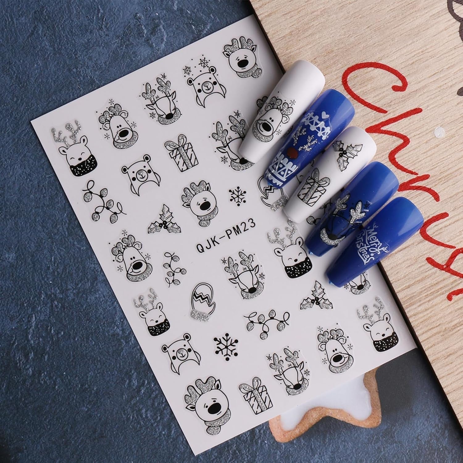 JMEOWIO Nagelsticker Glitzer Weihnachten 10 Blatt Nail Art Naklejka Selbstklebend Nagelaufkleber Schneeflocken Zimowa dekoracja Nageldesign Zubehör