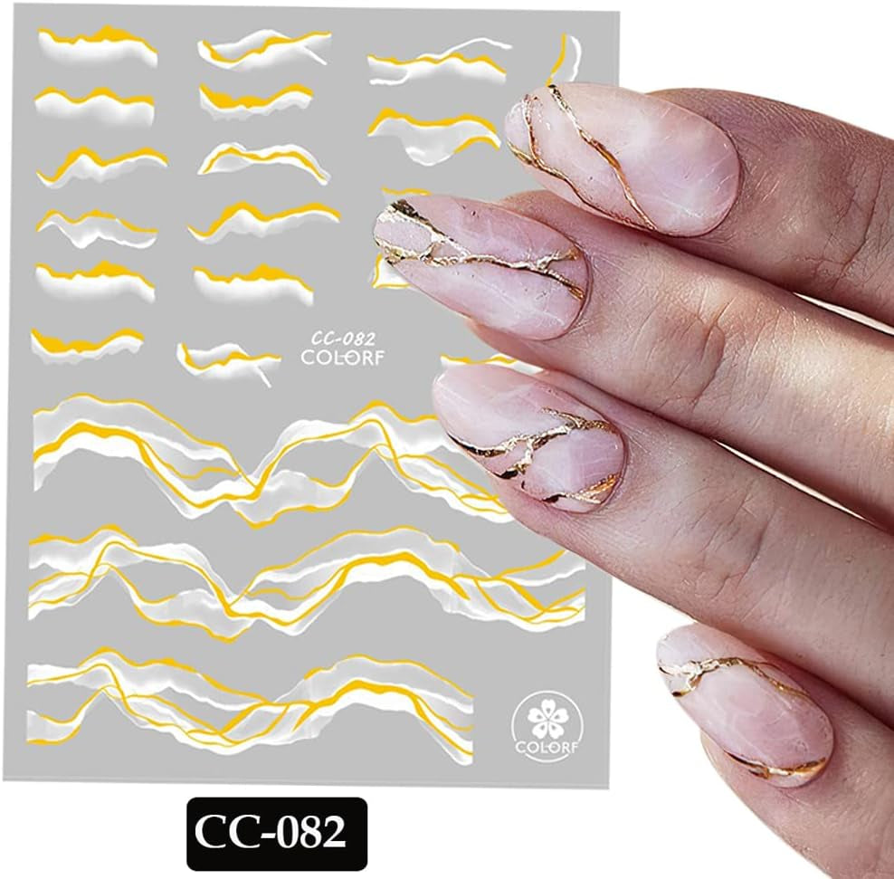 9 Blatt Nagelsticker Französische Spitzenmarmor Nagelaufkleber Selbstklebend Weißes Złota naklejka artystyczna do paznokci Dekoration Nageldesign Zubehör
