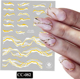 9 Blatt Nagelsticker Französische Spitzenmarmor Nagelaufkleber Selbstklebend Weißes Złota naklejka artystyczna do paznokci Dekoration Nageldesign Zubehör