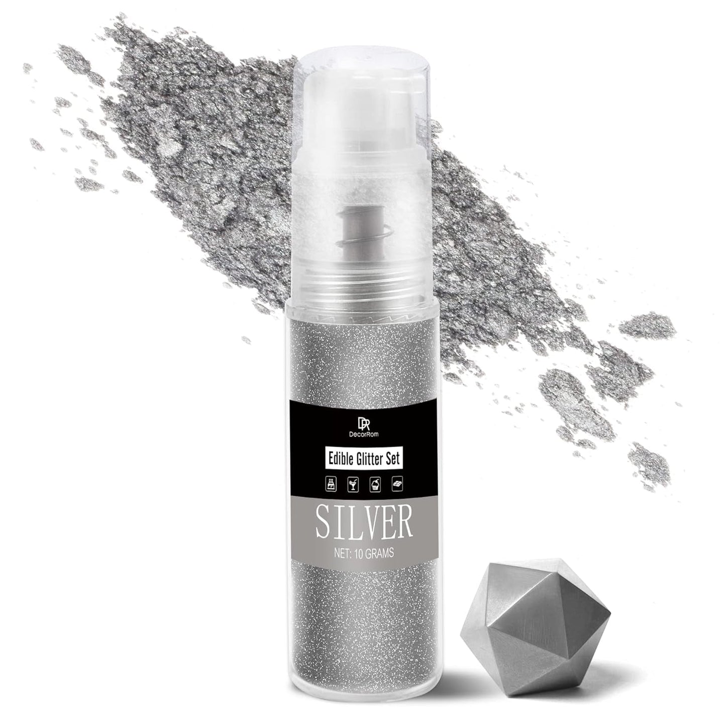 DecoRom, brokat jadalny, proszek, 10 gramów Glitter Naty Shop Silver