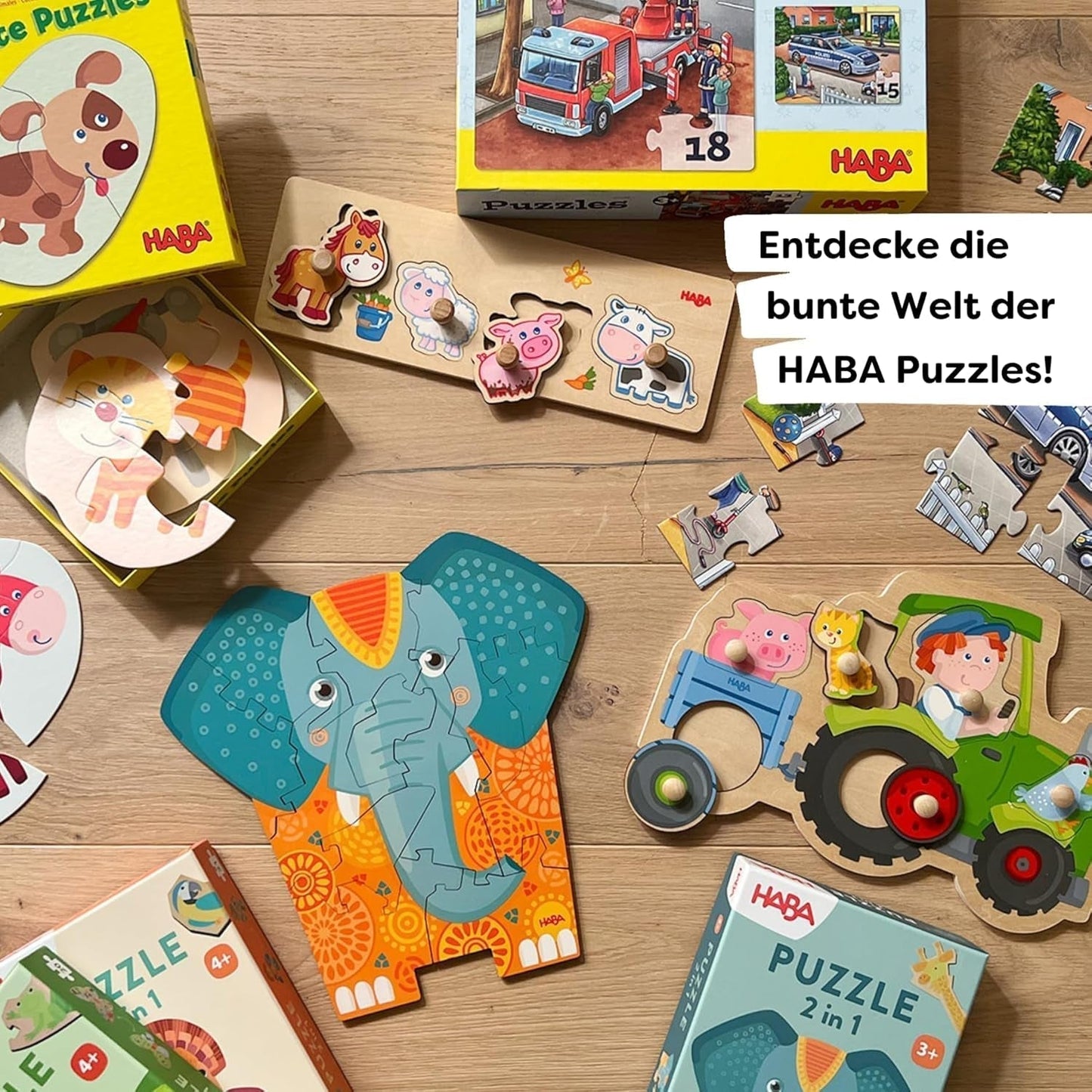 Puzzle straży pożarnej HABA - 3-częściowy zestaw dla dzieci w wieku od 3 lat. Puzzle kartonowe dla policji i pogotowia - wspierają motorykę małą i koncentrację - 1302759001 Puzzle Naty Shop