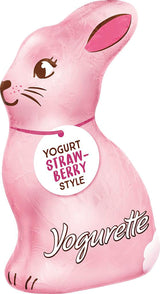 Zajączek Wielkanocny z Jogurtem 75g – Zajączek Czekoladowy na Wielkanoc – Biała Czekolada z Jogurtem i Chipsami Truskawkowymi – Zajączek Czekoladowy na Wielkanoc i Kosz Wielkanocny – Prezent Czekoladowy – Prezent Wielkanocny