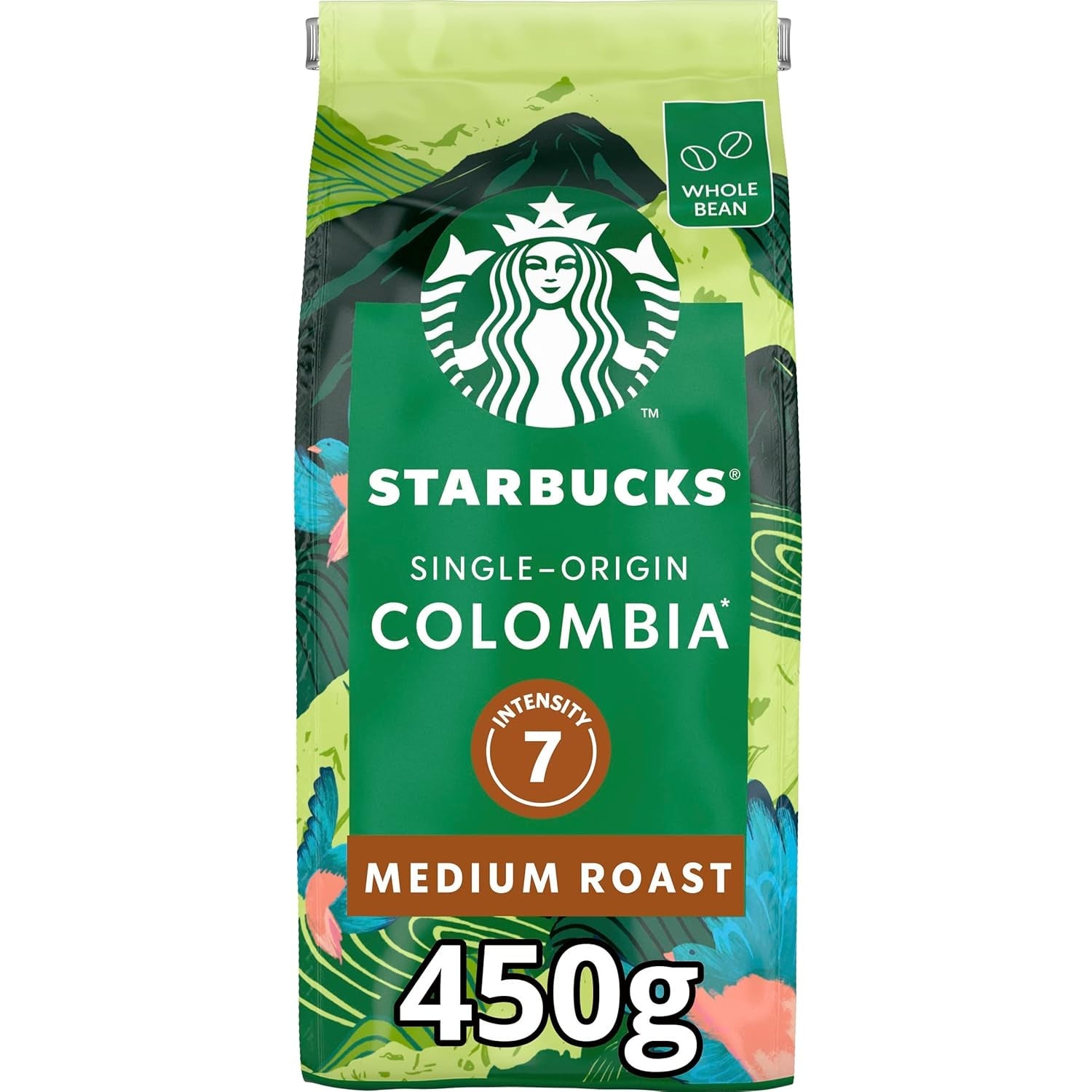 STARBUCKS Kawa Kolumbia Single Origin, średnio palona, ​​całe ziarna 450g (4 sztuki w opakowaniu)