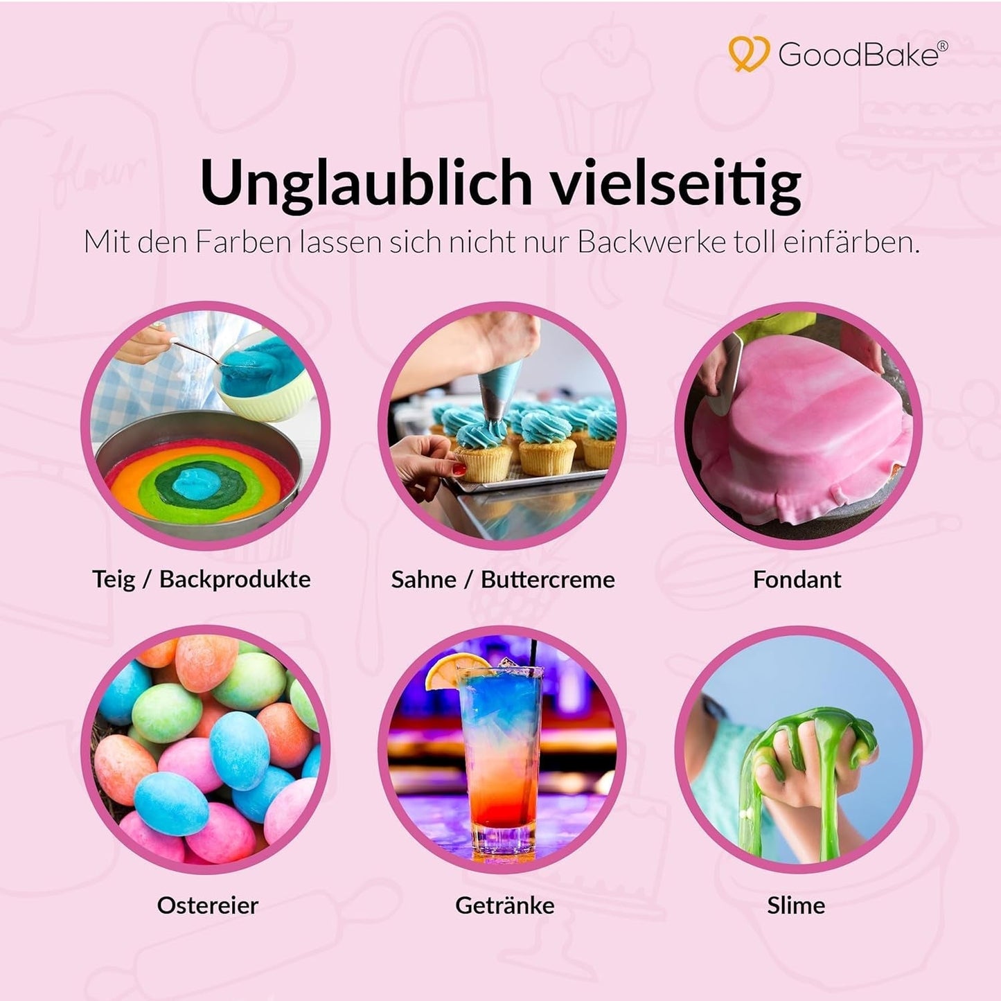 Goodbake Pink Food Coloring (11ml) - Intensywny barwnik spożywczy - Bardzo skoncentrowany kolor - Do barwienia ciast, fondantów, kremów maślanych, napojów, śluzów i wielu innych produktów. 100% wegańskie