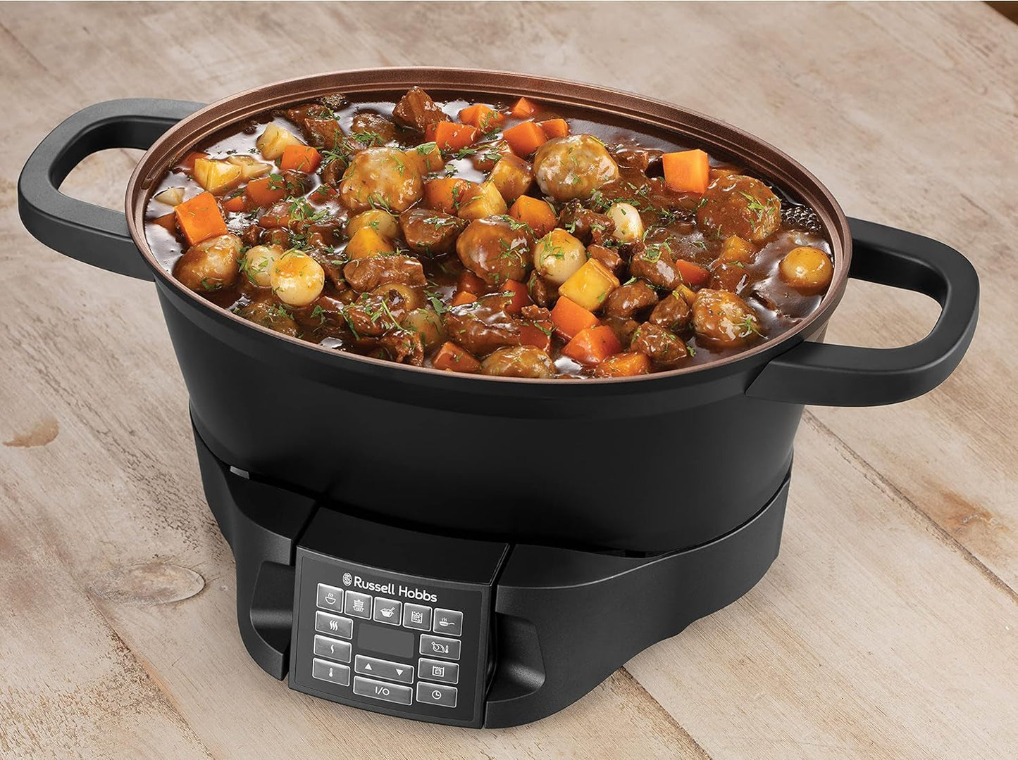 Multicooker Russell Hobbs 6,5L, wyświetlacz cyfrowy, 8 funkcji gotowania Wolnowar Naty Shop