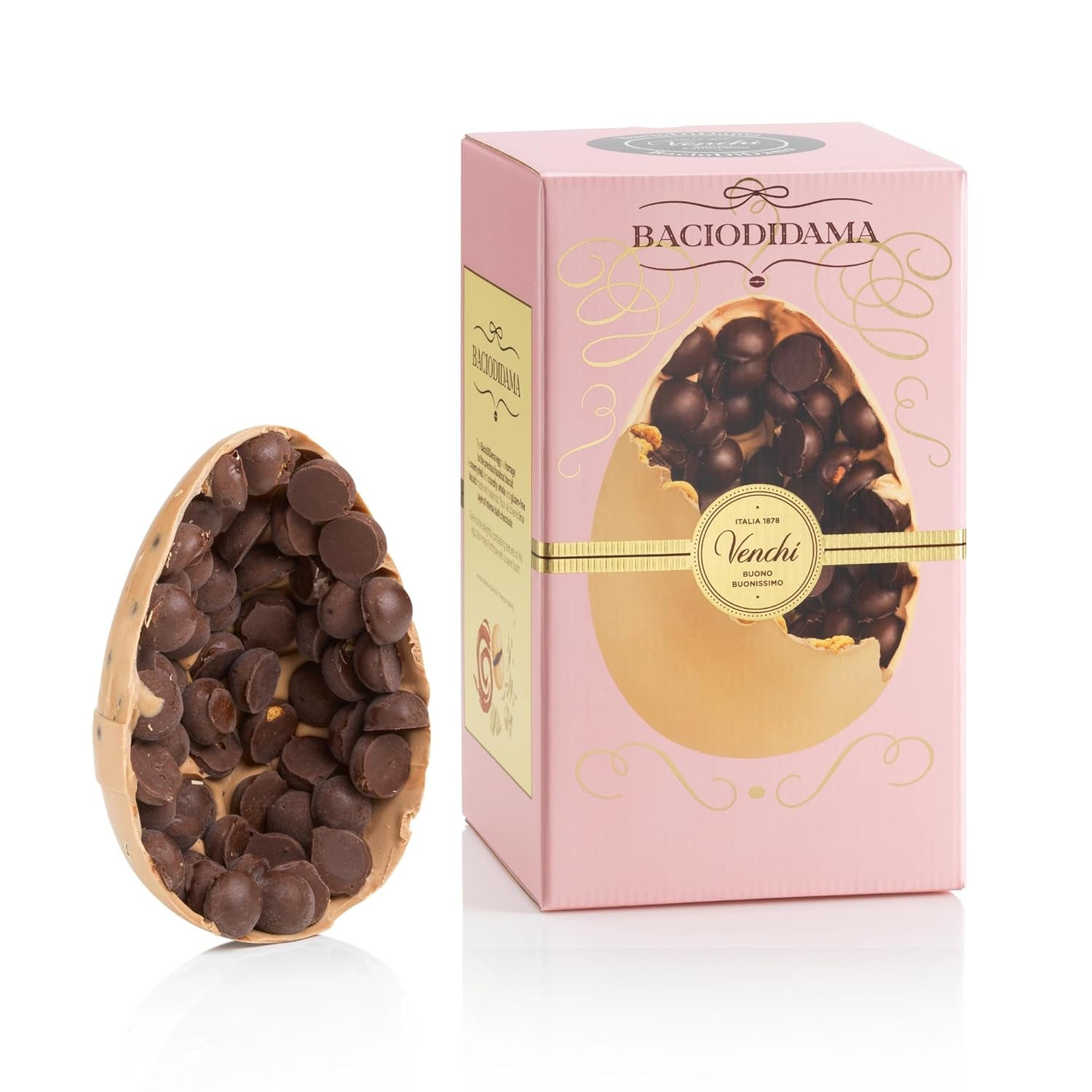 Venchi - Czekoladowe jajko o smaku pistacjowym, z całą pistacją, z niespodzianką, bezglutenowe, 500g, kolekcja wielkanocna, pomysł na prezent