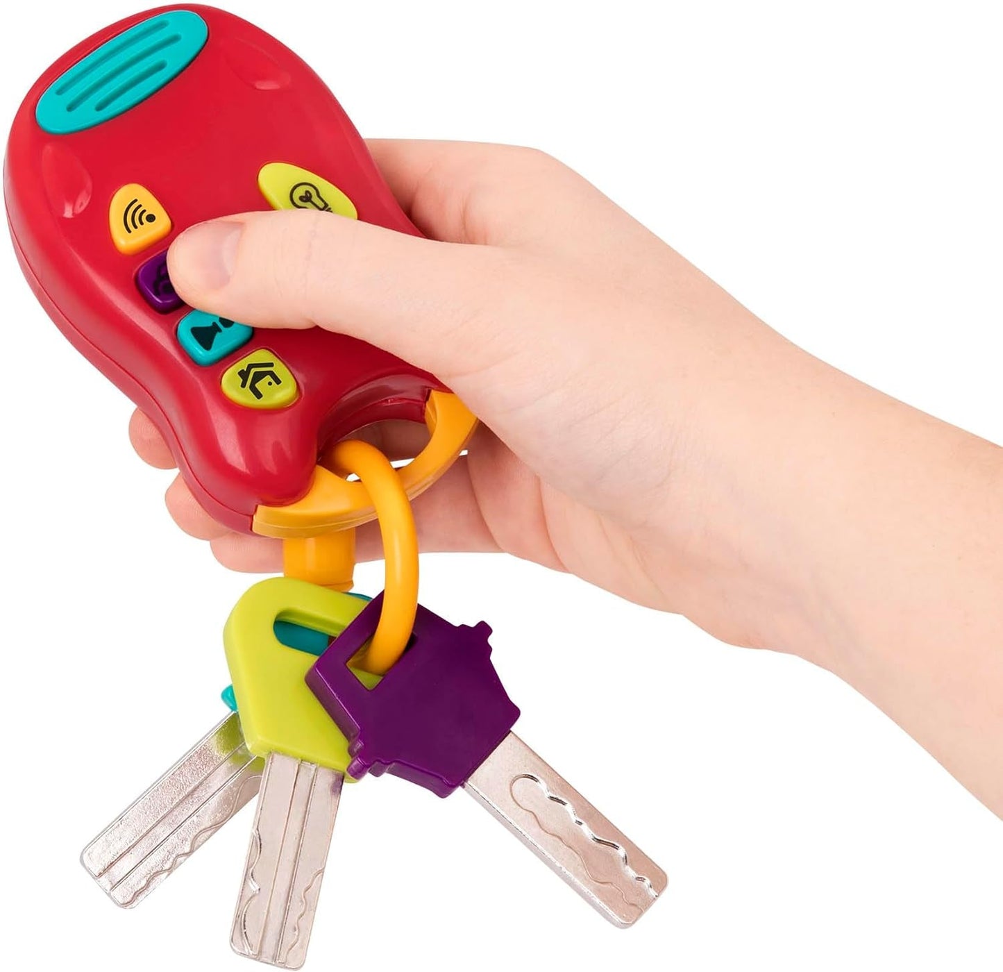 Zabawka Battat-kluczyk dla dziecka - Kolorowy brelok do kluczy samochodowych ze światłem i dźwiękiem dla dzieci od 10 miesiąca życia Bebe Toys Naty Shop