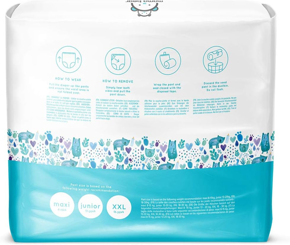 Marka Amazon: pieluszki Mama Bear Pull-Up XXL, rozmiar 6 (18–30 kg), 72 sztuki (2 opakowania po 36 sztuk)