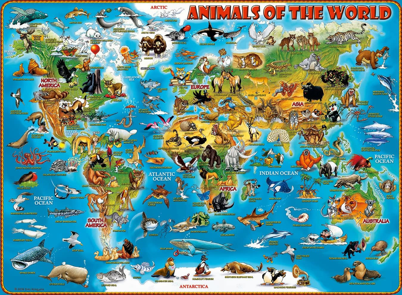 Ravensburger Puzzle dla dzieci - 13257 Zwierzęta z całego świata - Puzzle z mapą świata dla dzieci od 9 lat, zawierające 300 elementów w formacie XXL Puzzle Naty Shop