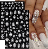 JMEOWIO Nagelsticker Weihnachten 8 Blatt Nagelaufkleber Selbstklebend Weiße Schneeflocken Zimowe naklejki do paznokci Dekoration Nageldesign Zubehör