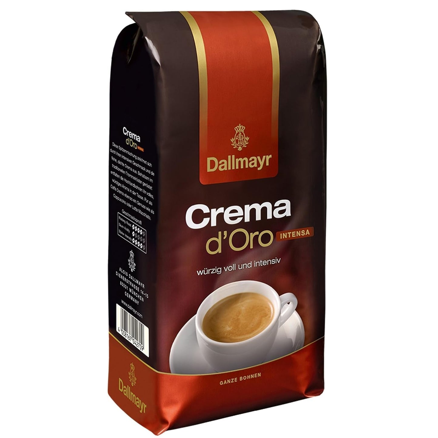 Kawa Crema d'Oro Intensa, Kawa mielona, ​​Kawa palona, ​​Całe ziarna, Kawa ziarnista, 8 x 1000 g