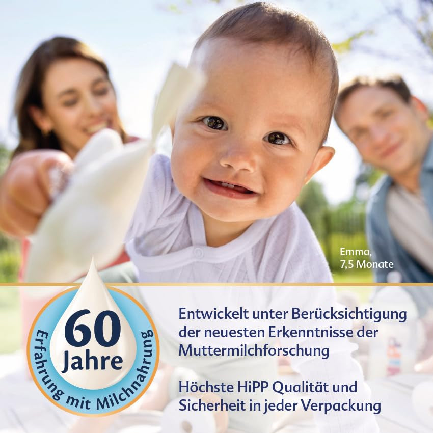 HiPP 2 Organiczne mleko następne (4 x 600g), po 6 miesiącu, z Omega-3 (DHA, ALA), wapniem i łatwą w przygotowaniu skrobią organiczną, najwyższej jakości organicznej
