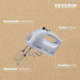 SEVERIN Mikser ręczny HM3820 (LBH 20X9X14 Cm) LBH 20X9X14 Cm Weiß Kitchen Naty Shop