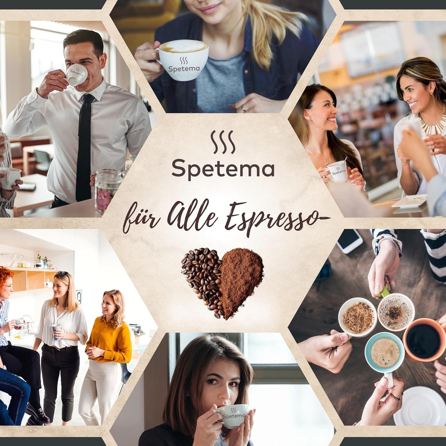 Spetema Kaffeebohnen Ragazzi Espresso Bar - 50% Arabica i 50% Robusta, Intensität 8/10, Mittlere Röstung, Zartes Aroma & Dichtes Geschmackserlebnis, 1 kg.