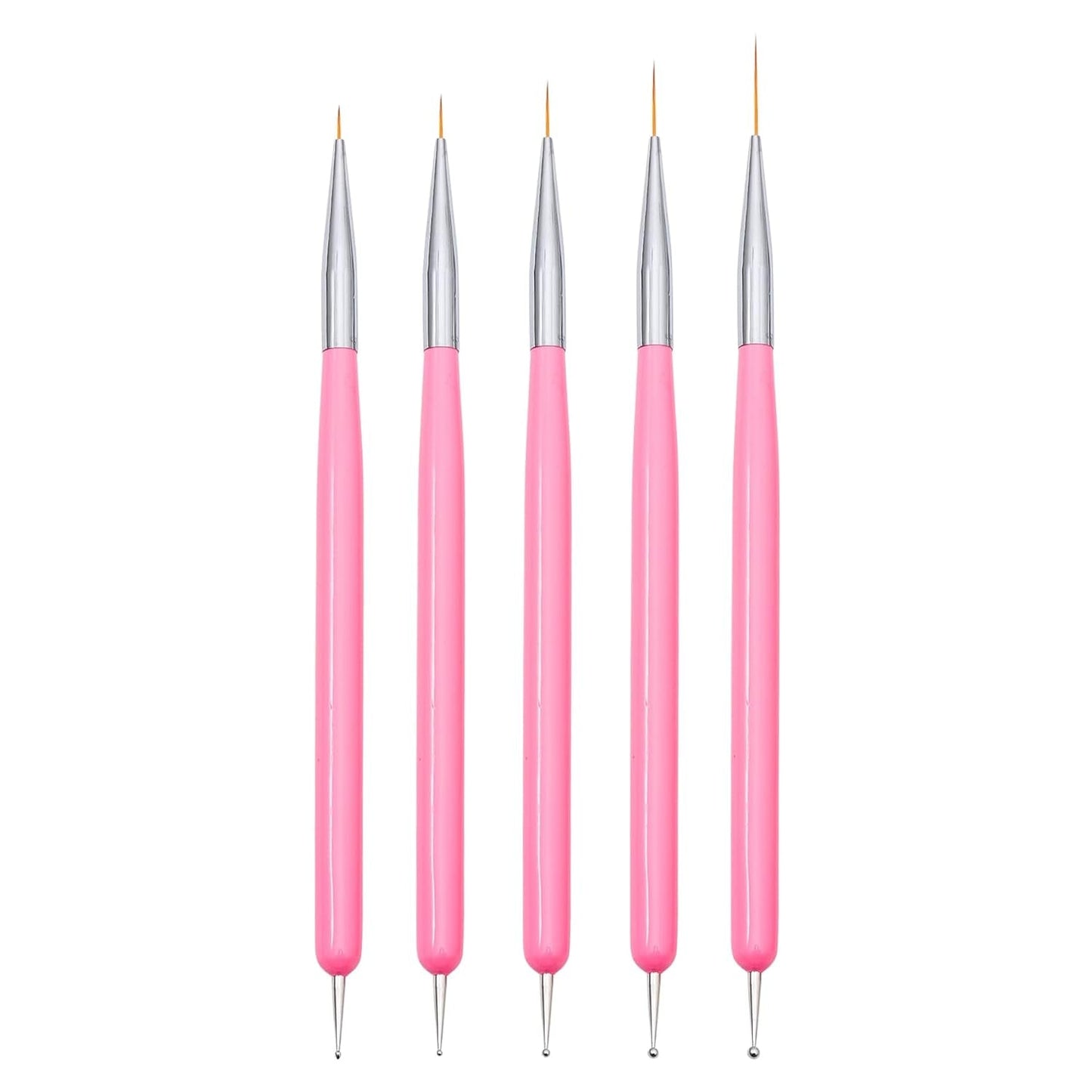 Nagelkunst-Pinsel, 5 Stück, Nailart-Pinsel, Punktierstift-Werkzeuge, Malkunst-Design-Pinsel-Set Für Lange Linien, Dünne Detale, Feine Zeichnungsgrößen 7/9/11/15/22 Mm, Czarny