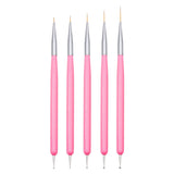 Nagelkunst-Pinsel, 5 Stück, Nailart-Pinsel, Punktierstift-Werkzeuge, Malkunst-Design-Pinsel-Set Für Lange Linien, Dünne Detale, Feine Zeichnungsgrößen 7/9/11/15/22 Mm, Czarny