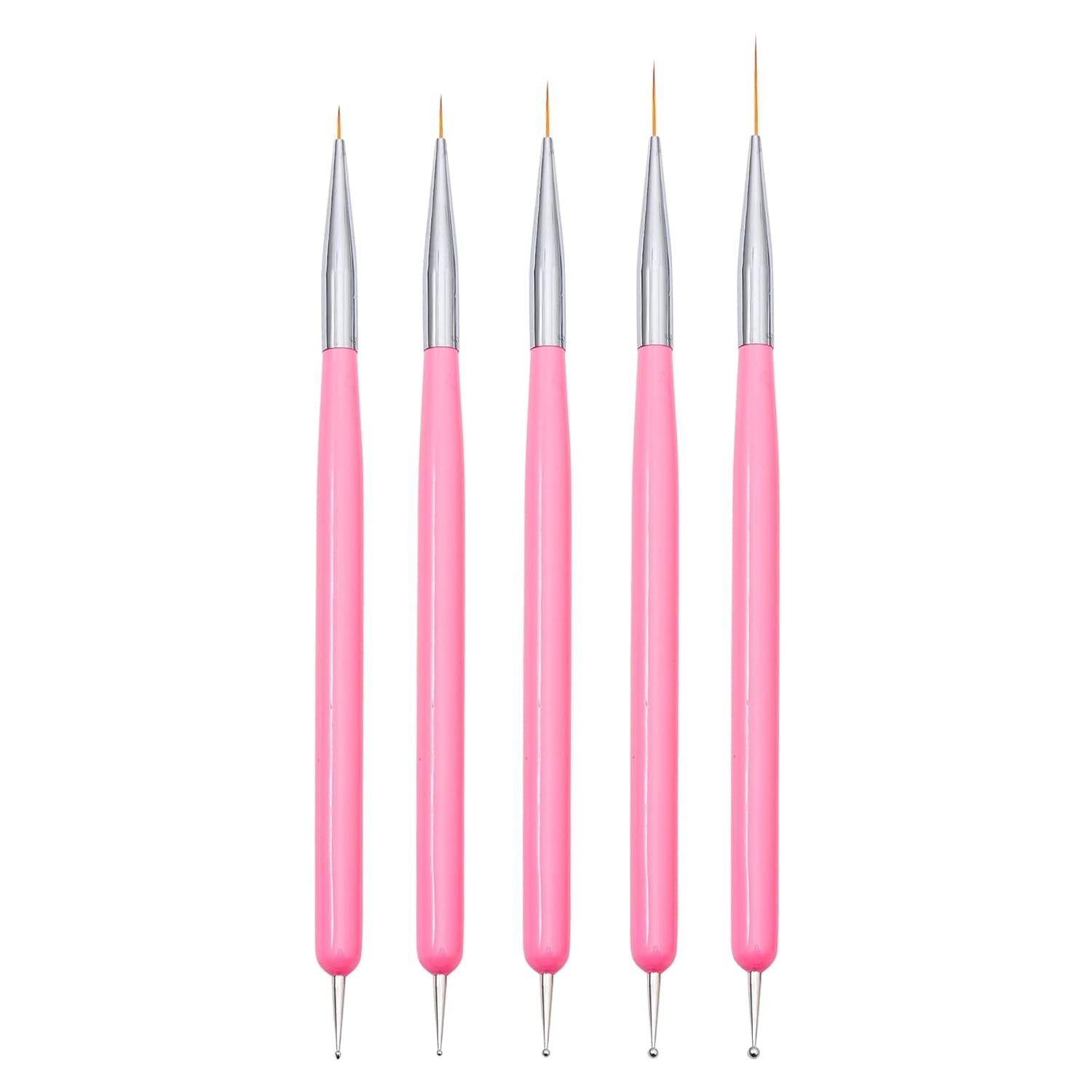 Nagelkunst-Pinsel, 5 Stück, Nailart-Pinsel, Punktierstift-Werkzeuge, Malkunst-Design-Pinsel-Set Für Lange Linien, Dünne Detale, Feine Zeichnungsgrößen 7/9/11/15/22 Mm, Czarny