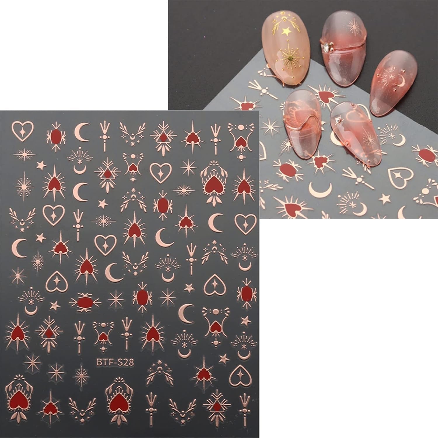 JMEOWIO Nagelsticker Mond Stern 9 Blatt Nail Art Naklejka Selbstklebend Nagelaufkleber Sonne Dekoration Nageldesign Zubehör