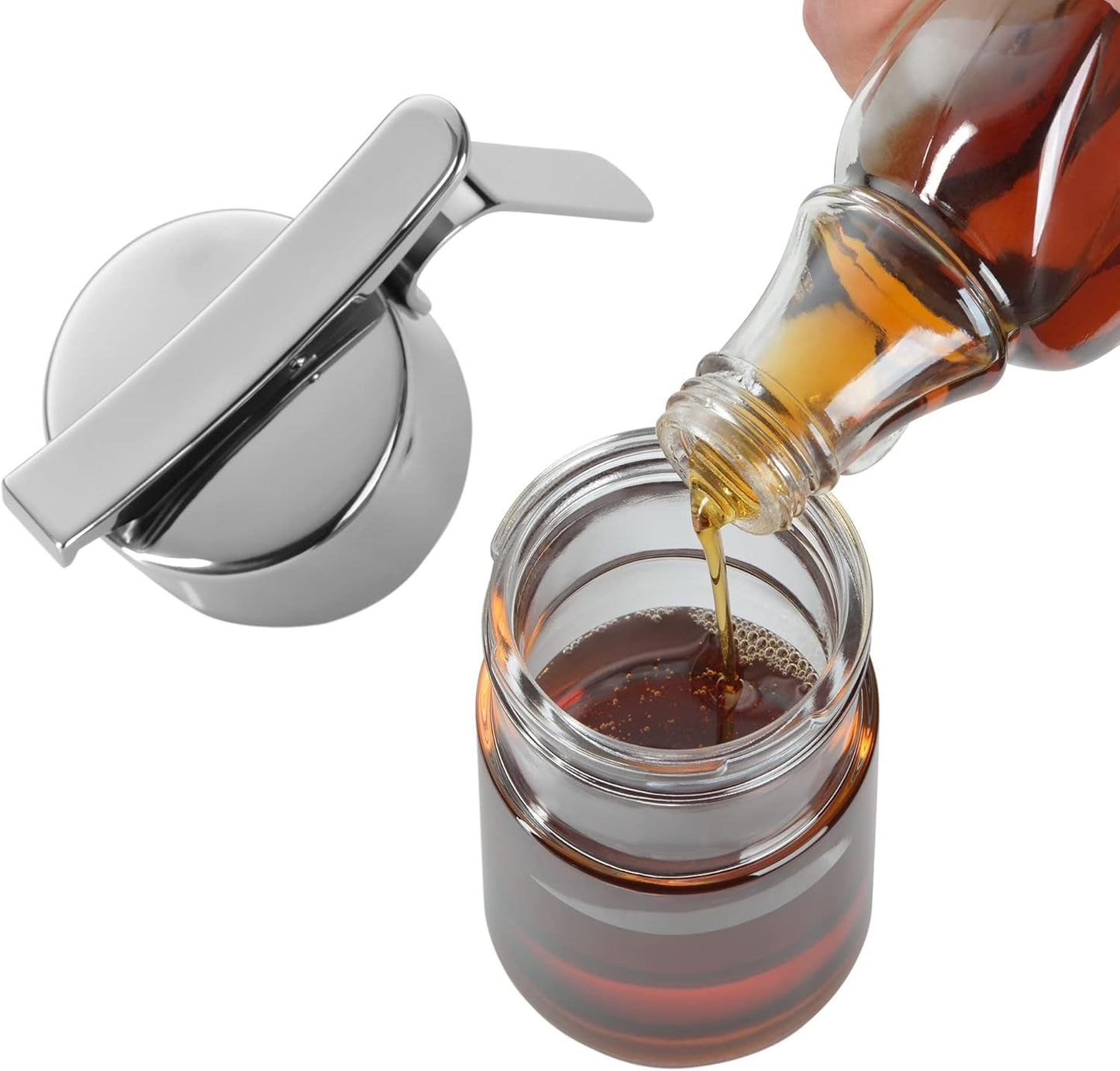 Dozownik syropu/miodu WMF Barista 240 ml, szklany słoik i pojemnik do przechowywania 1 l, wysokość 21,5 cm, słoik do przechowywania z pokrywką, pojemnik na ziarna kawy, słoik na płatki zbożowe, słoik do przechowywania żywności z dużym otworem do napełniania Pudełka do przechowywania żywności Naty Shop