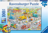 Puzzle dla dzieci Ravensburger - 10558 Pojazdy w mieście - Puzzle dla dzieci od 6. roku życia zawierające 100 elementów w formacie XXL Puzzle Naty Shop Tytuł domyślny