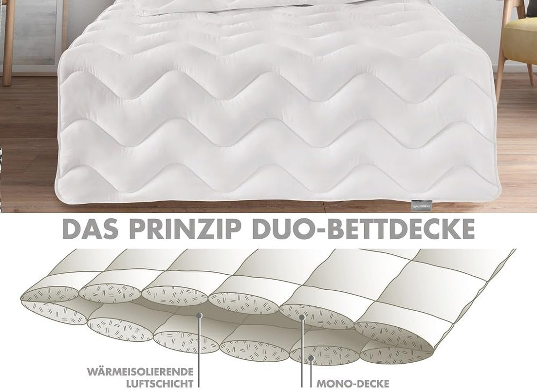 Traumnacht Cosy - Zestaw pościeli na 4 pory roku, 1 x kołdra podzielna 135 x 200 i 1 x poduszka 80 x 80 cm, certyfikat Ã-ko Tex, biały, opracowany w Niemczech, (zestaw 2 szt.) Kołdry i kołdry Naty Shop