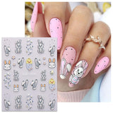 JMEOWIO 6 Blatt 3D Nagelsticker Ostern Nail Art Naklejka Selbstklebend Nagelaufkleber 5D Stereoskopisch Süßer Hase Ei Dekoration Nageldesign Zubehör
