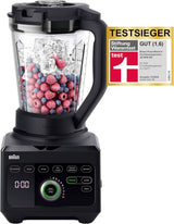 Braun Hochleistungsmixer Powerblend 9 JB9040 – Mikser stojący Mit Glas-Mixkrug, 18 programów Mix, 10 Geschwindigkeiten + Pulsefunktion, Heiße Suppen Funktion, Reinigungsprogramm, Stampfer, 1600 W, Schwarz Kitchen Naty Shop