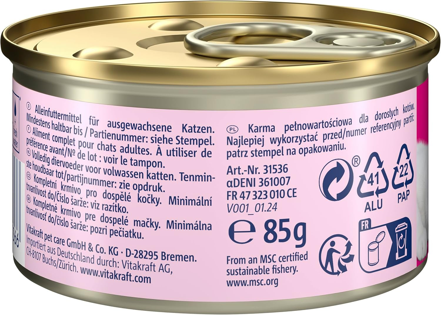 Vitakraft Poésie Mousse, mokra karma dla kotów, pianka napowietrzana, z łososiem, bez dodatku cukru i zbóż (12 x 85g)
