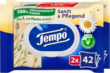 Chusteczki toaletowe Tempo "Gentle & Caring" - Megapack - 16 opakowań po 42 chusteczki - Duo Pack - z naturalnym rumiankiem - papier toaletowy, testowany dermatologicznie, neutralny dla Ph skóry