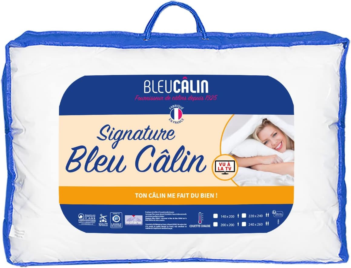 Bleu Câlin Ciepła kołdra dla 1 osoby „Gamme Signature”, miękki pokrowiec z mikrofibry, 140 X 200 cm Kołdry i kołdry Naty Shop