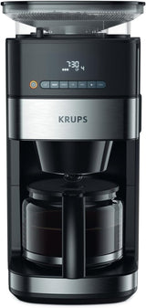 Ekspres do kawy Krups KM8328 Mielić za pomocą młynka | Timer 24-godzinny | Pojemnik na ziarno 180 g | Pojemność 1,25 l na aż 15 filiżanek kawy | Funkcja automatycznego wyłączania | 3 ustawienia mielenia | Czarny