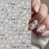 5 sztuk Geprägte Gänseblümchen Nagelsticker Selbstklebend Blumen Nagelaufkleber Gänseblümchen Schmetterling Nagel naklejka Nageldesign Aufkleber Nägel Zubehör Blume naklejka do paznokci kwiat naklejki do paznokci