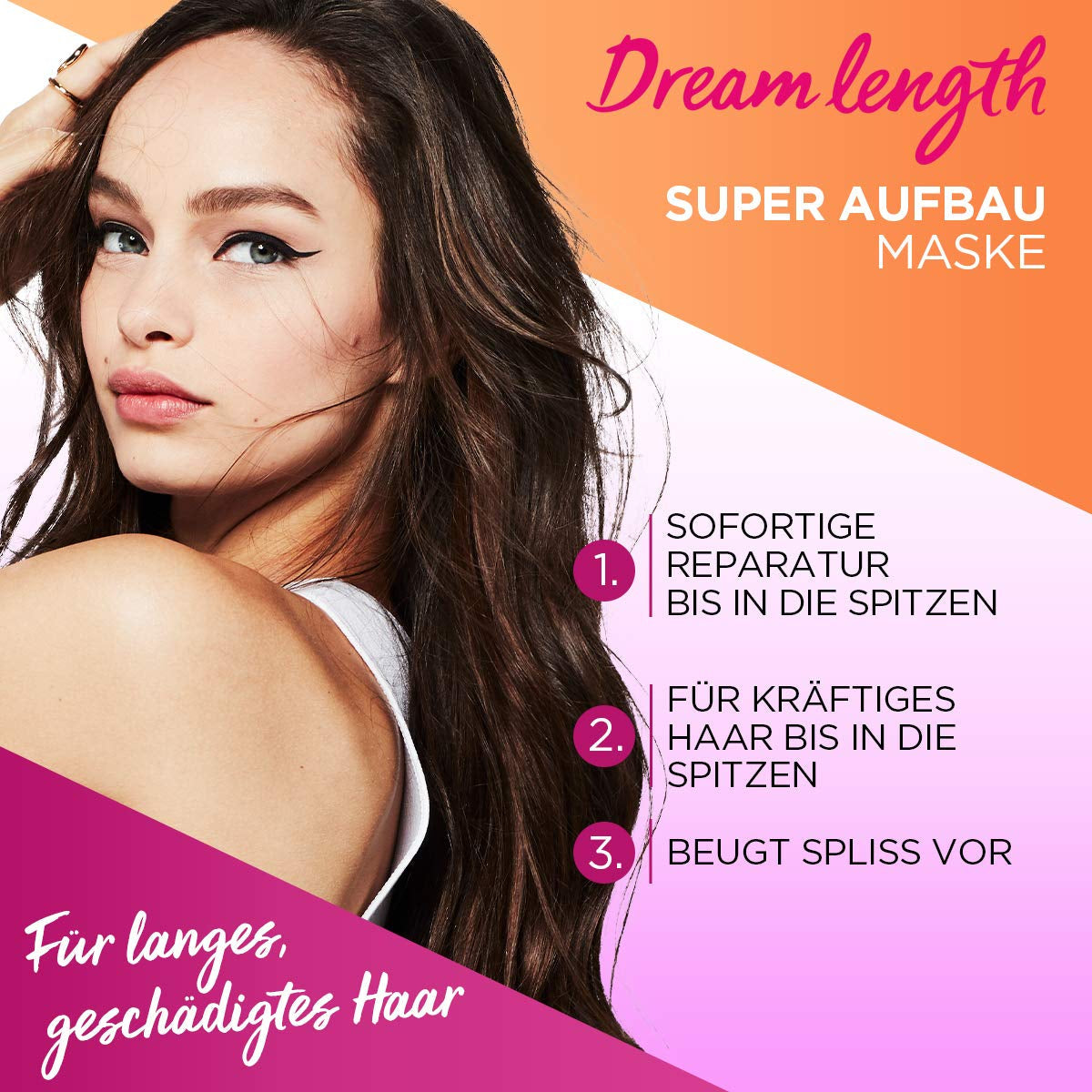 L'Oréal Paris Elvital Maska przeciw rozdwajaniu się końcówek do włosów długich i zniszczonych, Intensywna kuracja spłukująca, Z witaminami roślinnymi i olejkiem rycynowym, Maska Super Build-up Dream Długość, 1 x 300 ml Naty Shop Maska do włosów