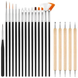 Hanyousheng 20 Stück Nagel Pinsel Set, 15 Stück Nageldesign Pinsel, 5 Stück Nail Art Rozsianych narzędzi do samodzielnego projektowania paznokci