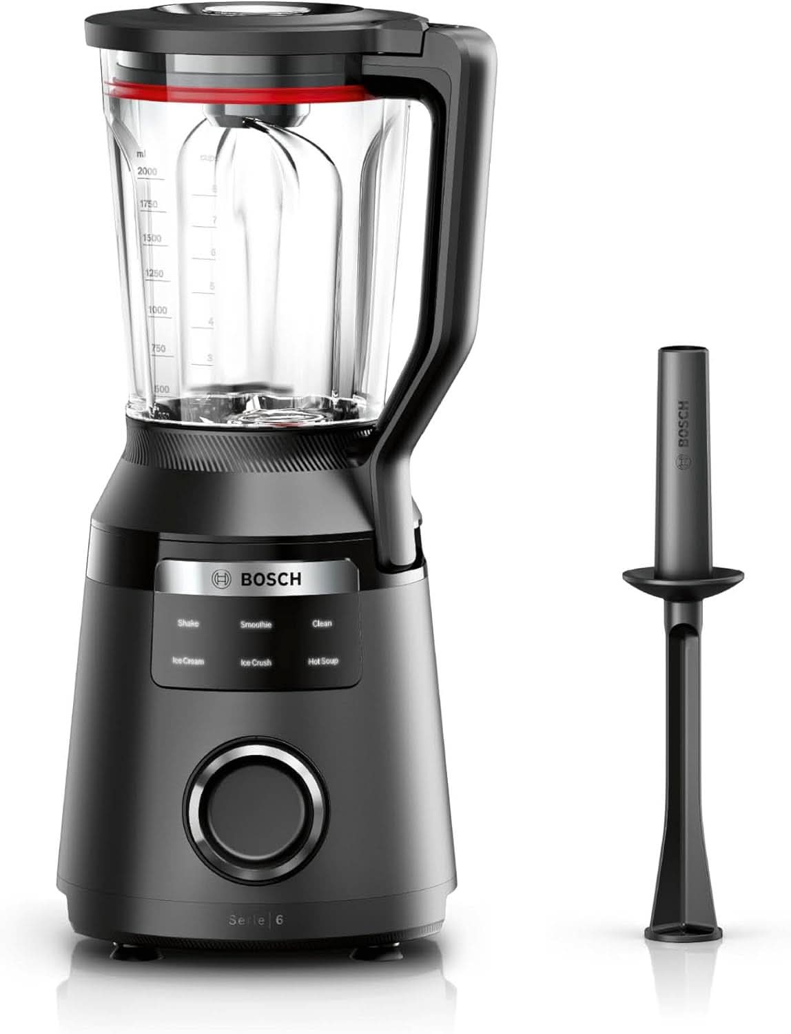 Mikser stojący szybkoobrotowy Vitapower Serie 6 MMBD665B1, 45 000 obr./min, 6 programów Inkl Heiße Suppe & Reinigung, 2 l Mixbehälter, Stopfer, Spülmaschinenfeste Teile, Made in Europe, 1800 W, Schwarz Kitchen Naty Shop