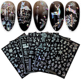 9 Blatt Nagelsticker Weihnachten Nagelaufkleber Selbstklebend Weiß Rentier Schneemann Nail Art Naklejka Dekoration Nageldesign Zubehör