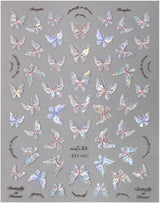 Glänzend Aurora Shell Schmetterling Nagelsticker Selbstklebend,Erleichterung Schmetterlinge Nail Naklejka Rosa Laser Schmetterling Nagelaufkleber Für Frauen Nageldesign Zubehör Nagel Zubehör Nail Art