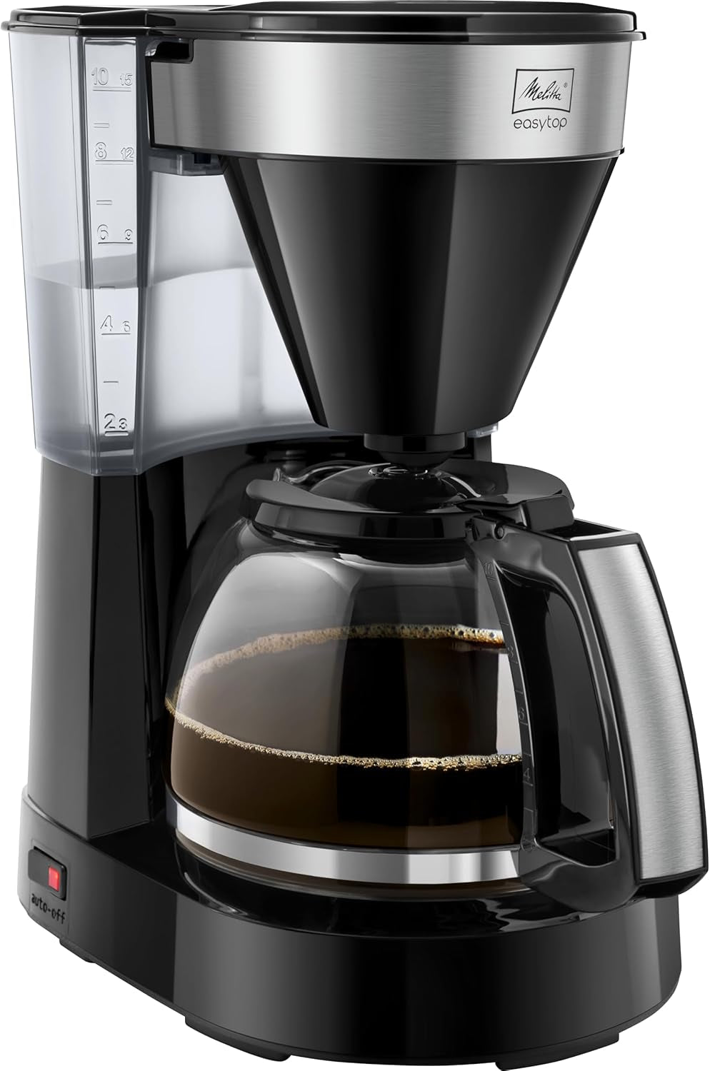 Melitta Easy Top - Ekspres do espresso z filtrem i szklaną karafką, na maksymalnie 10 filiżanek kawy, czarny/stal nierdzewna