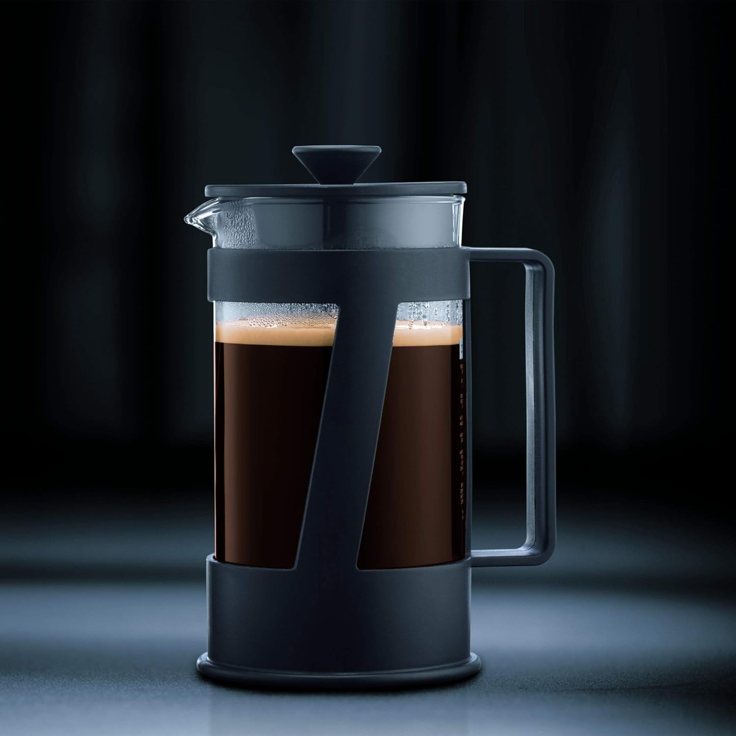 Ekspres do kawy Bodum CREMA (system French Press, stały filtr ze stali nierdzewnej, nasadka zabezpieczająca, 0,5 litra) czarny