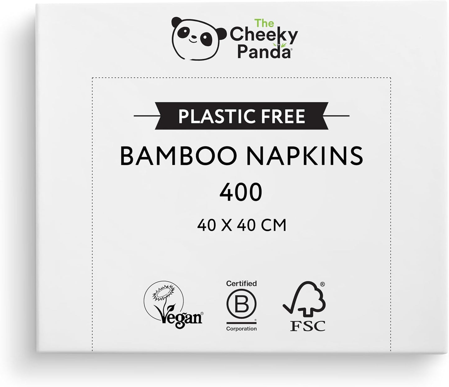 Bambusowe serwetki koktajlowe Cheeky Panda | serwetki białe 100 sztuk serwetek papierowych