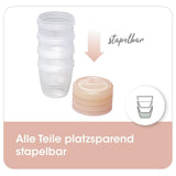 Pojemniki na mleko matki NIP First Moments 150 ml, 4 sztuki: możliwość układania w stosy i szczelne Akcesoria Żywność i karmienie piersią Sklep Bebe Naty