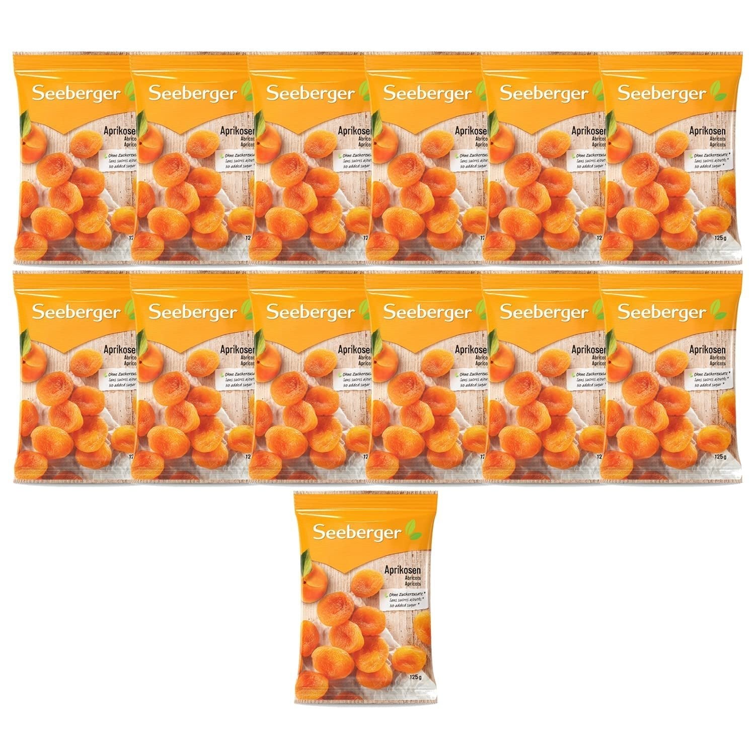 Seeberger Apricots: Bardzo duże, dojrzewające w słońcu i jasnopomarańczowe morele - słodki, owocowy smak - bez cukru - suszone - pestki, wegańskie (1 x 125g) Naty Shop Dehydrated Products
