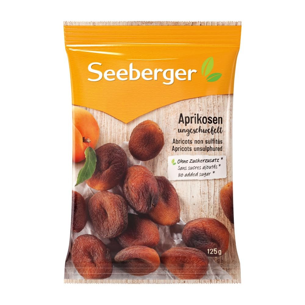 Seeberger Unsulfured Morele: Niepoddane obróbce suszone morele o słodkim, owocowym smaku - bez dodatku cukru - bez pestek, wegańskie (1 x 125 g) Naty Shop Produkty suszone 125 g (opakowanie 13 sztuk)