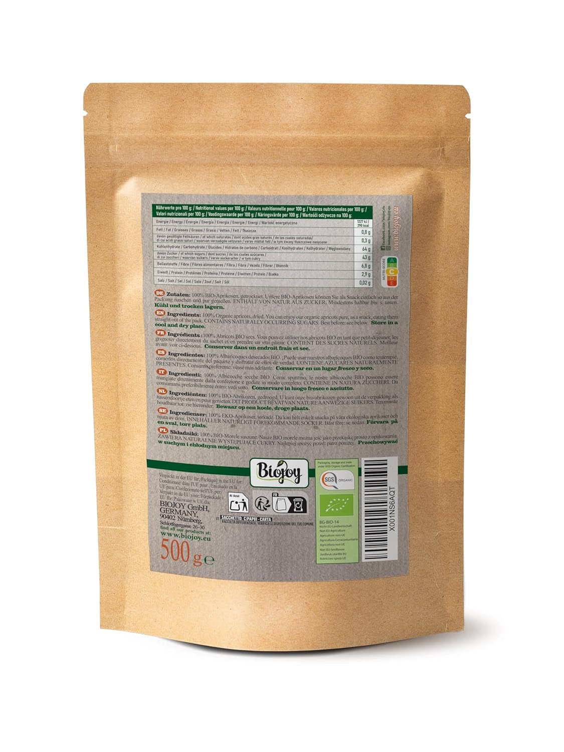 Biojoy Morele suszone (500 g), niesiarkowane Produkty suszone Mój sklep