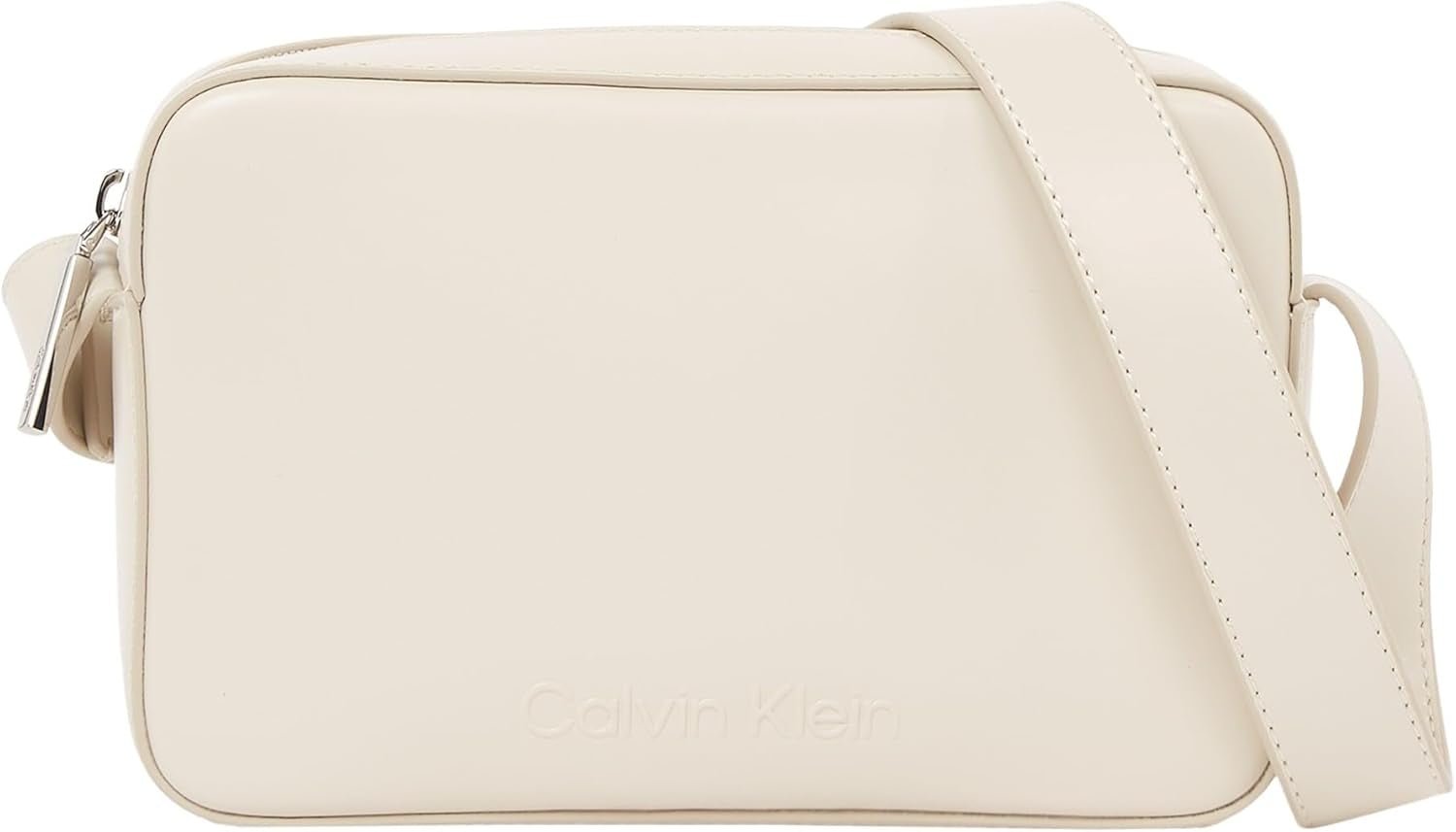 Torba na ramię Calvin Klein Wytłoczone logo Torba na aparat z zapięciem na zamek Torby damskie Naty Shop Szary (Szary Morn)